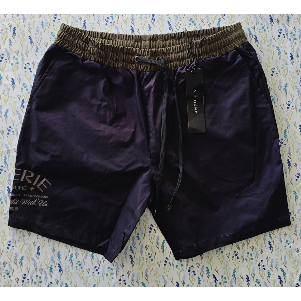 Vie Riche Coterie Mens Black Olive Green Athletic‎ Shorts VR1011 NWT Size L